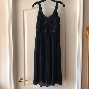 Theory black chiffon satin midi dress